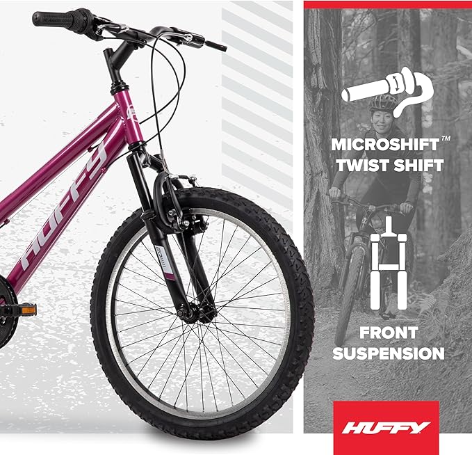 Huffy Stone Mountain Bike for Men and Women, 20”/24”/26”, 6-Speed (20”) or 21-Speed, Front or Dual Suspension (Varies), Multiple Colors, Adjustable Saddle, Shimano Equipped, All-Terrain Tires