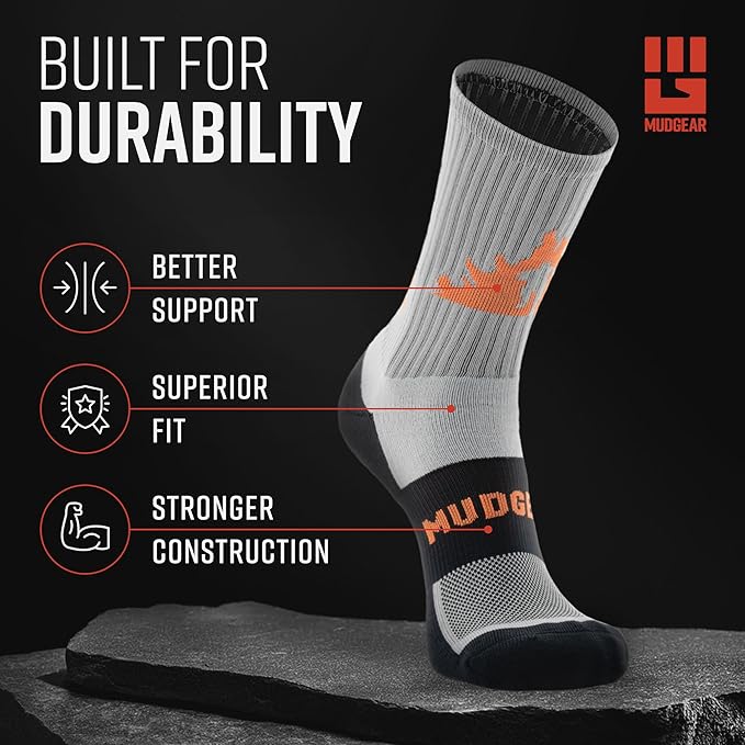 Crew Length Trail Running Socks, Quick-Drying Mid-Calf Socks with Arch Support, Sweat-Resistant, Breathable Athletic Socks