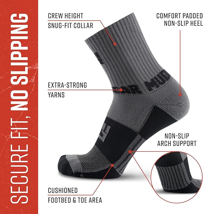 Crew Length Trail Running Socks, Quick-Drying Mid-Calf Socks with Arch Support, Sweat-Resistant, Breathable Athletic Socks