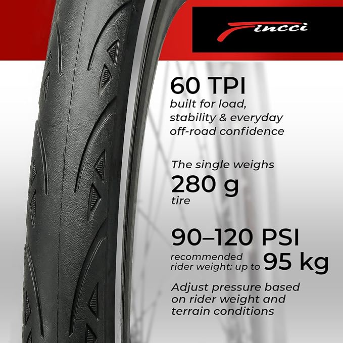 Fincci Conna Pair 700x23c Tires Road Bike 23-622 Foldable Bike Tire 60TPI with 1mm Antipuncture Protection for Cycling Racing Touring - Pack of 2 Bicycle Tires 700 x 23c