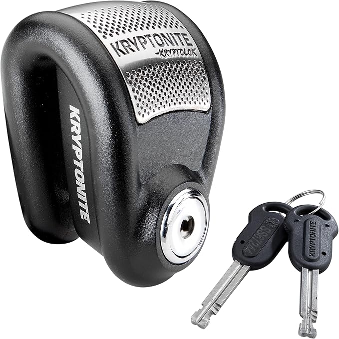 Kryptonite Alarm Disc, Heavy Duty Anti-Theft Motorcycle Lock with 120db Alarm, Weather-Resistant, Powersport Disc Brake Lock