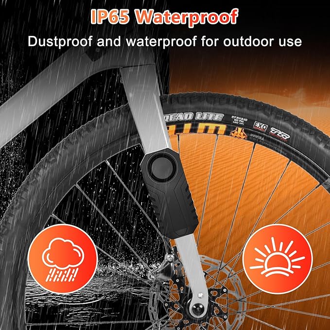 113dB Bike Alarm,Motorcycle Alarm,Burglar Vibration Motorcycle Bicycle Alarm Security System IP65 Waterproof, Suitable for Scooter Vehicle Trailer Car Door Window Electric Bike Accessories