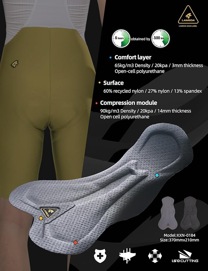 LAMEDA Mens Cycling Bib Shorts,Padded Breathable Bike Shorts Men Lightweight Bicycle Bibs Bike Tight for Road Gravel Biking