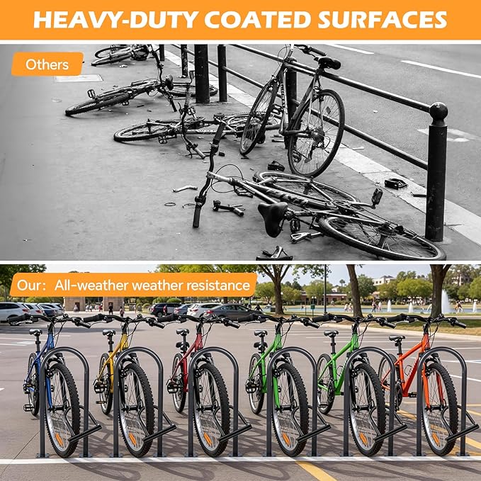 33" U-Shaped Bike Rack 2-3 Bikes Capacity Bicycle Parking Rack Heavy Duty Steel Bike Holder Weather-Resistant Floor Mount Bicycle Stand for Outdoor Streets, Yards, Parks, Sidewalks & Garages