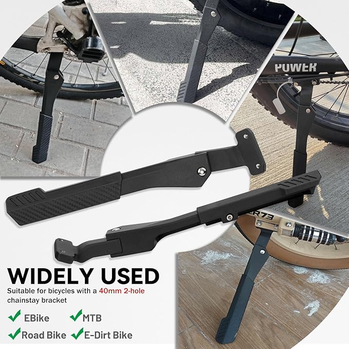 Bike Kickstand Heavy Duty Rear Mount Kick Stand for 40mm 26-29 Inch Aluminum Kickstand for Adult Kids Bike Mountain Bike Ebike Mini Bike Electric Dirt Bike MTB Carbon Fiber Style