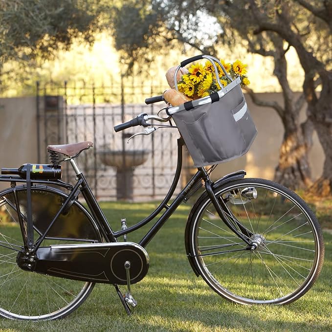 RAYMACE Bicycle Basket Dog Bike Handlebar Basket Front,Folding Detachable Quick Release Easy Install,Cycling Picnic Bag