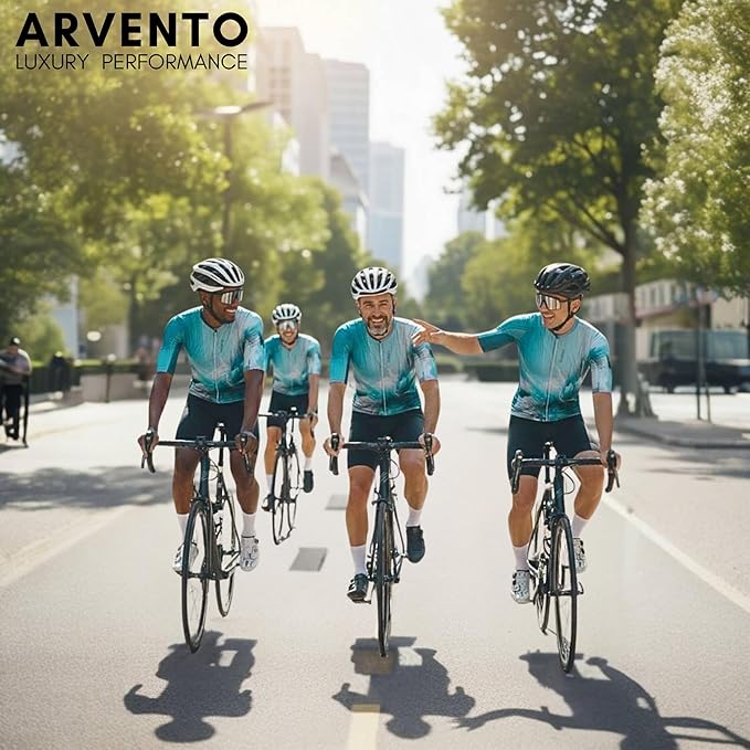 ARVENTO Unisex Cycling Jersey – Performance Fit, Breathable & Quick-Dry Short-Sleeve Road Jersey, 3 Rear Pockets