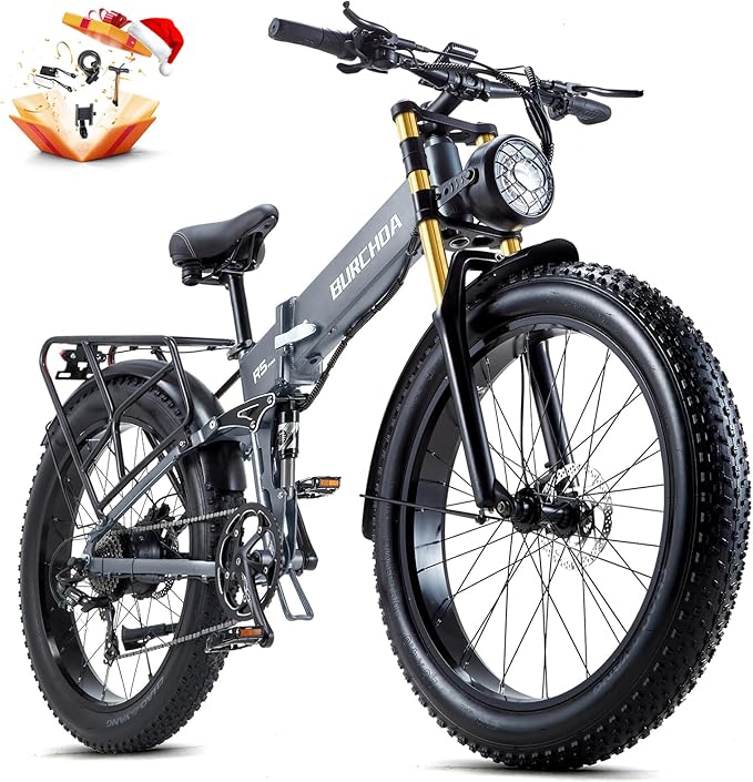 Electric Bike for Adults 1500W Peak 30 MPH E-Bike 70-140 Mile, 48V 20/40 Ah Removable Battery, 26" Fat Tire Electric Dirt Bike, Full Suspension, Dual Hydraulic Disc Brakes, 7 Speed