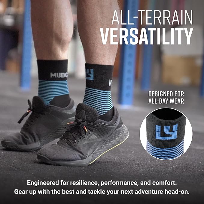 Crew Length Trail Running Socks, Quick-Drying Mid-Calf Socks with Arch Support, Sweat-Resistant, Breathable Athletic Socks