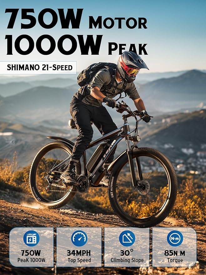 E·Bycco 34 MPH 70 Miles Long Range 1000W Electric Bike for Adults – 29" Tire 48V 17.5Ah Removable Battery, 21 Speed, Fast City Commuter Pedal Assist E-Bike for Snow Sand, E8