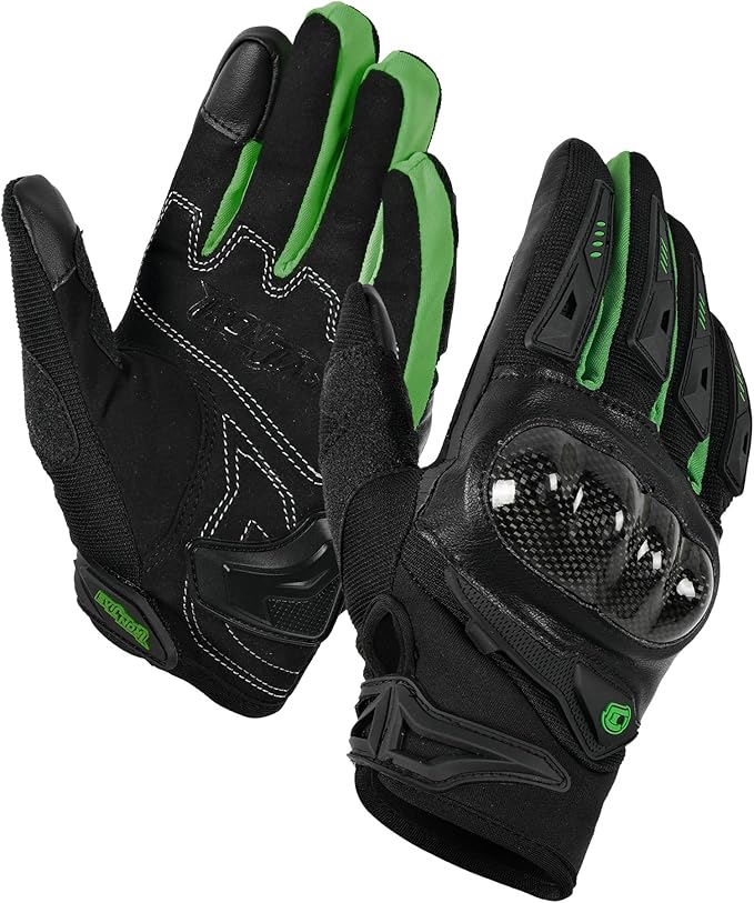 IRON JIA'S Motorcycle Gloves for Men and Women, Summer Touchscreen Riding Gloves with Carbon Fiber Protection for Road Racing, Dirt Bike, BMX, ATV L