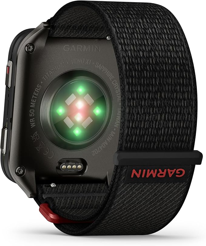 Wearable4U Garmin Venu X1 Thin and Lightweight GPS Smartwatch, AMOLED Display, Black with Slate Titanium Comfort Fit Nylon Band Black Earbuds Bundle