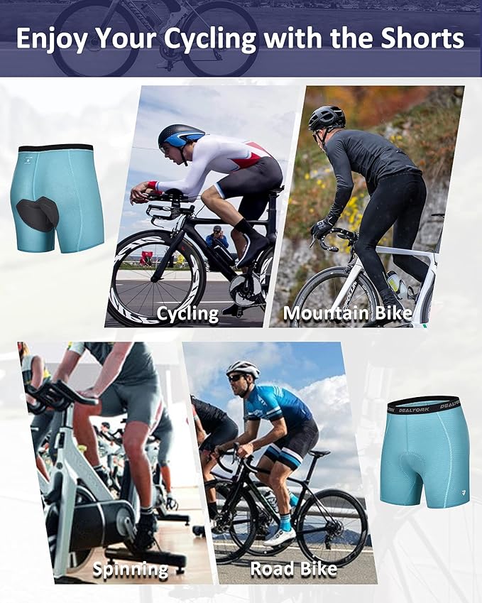Padded Cycling Shorts Men's Cycling Underwear with 3D Padding Biking Bicycle Shorts Shock Absorb Comfortable Lightweight