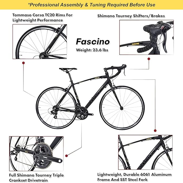 Tommaso Fascino - Sport Performance Aluminum Road Bike, Shimano Tourney 21 Speeds Road Bicycle Men Road Bikes for Men