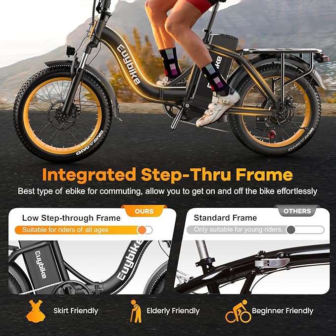 Foldable Electric Bike for Adults, Peak 1000W Brushless Motor 30MPH 70Miles City Commuter Ebike, 48V 20AH Lithium Battery, 20" Fat Tire 7-Speed E-Bicycle with Front Suspension Colourful LCD Display