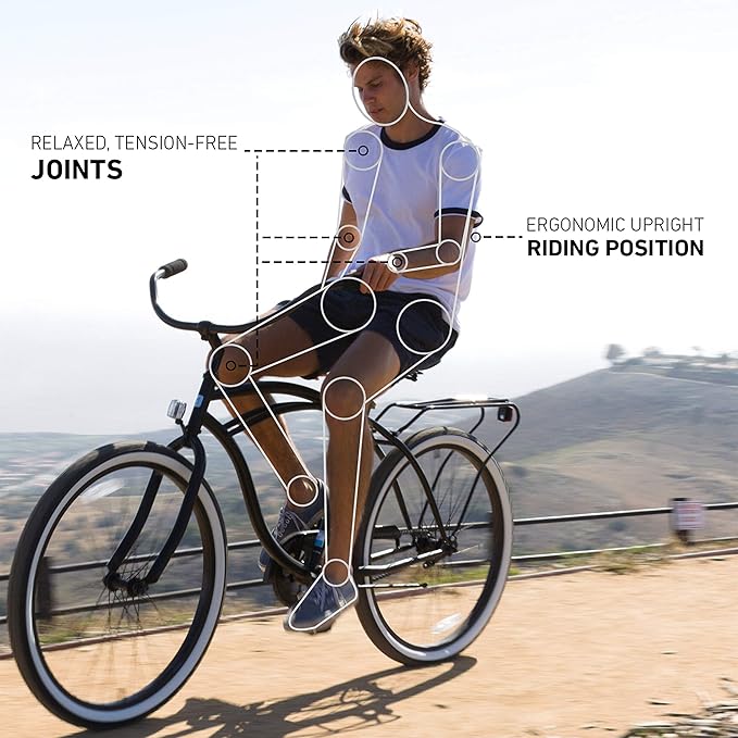 sixthreezero Around The Block Men's Beach Cruiser Bike, Hybrid Bicycle with Rear Rack, Multiple Speed and Color Options