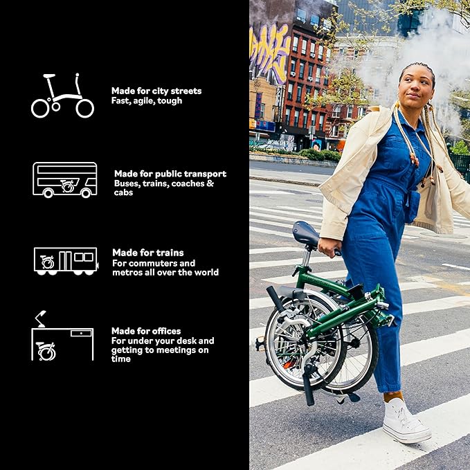Brompton Folding Commuter Bike C Line 12-Speed | Compact, Lightweight, Urban Bike for Adults