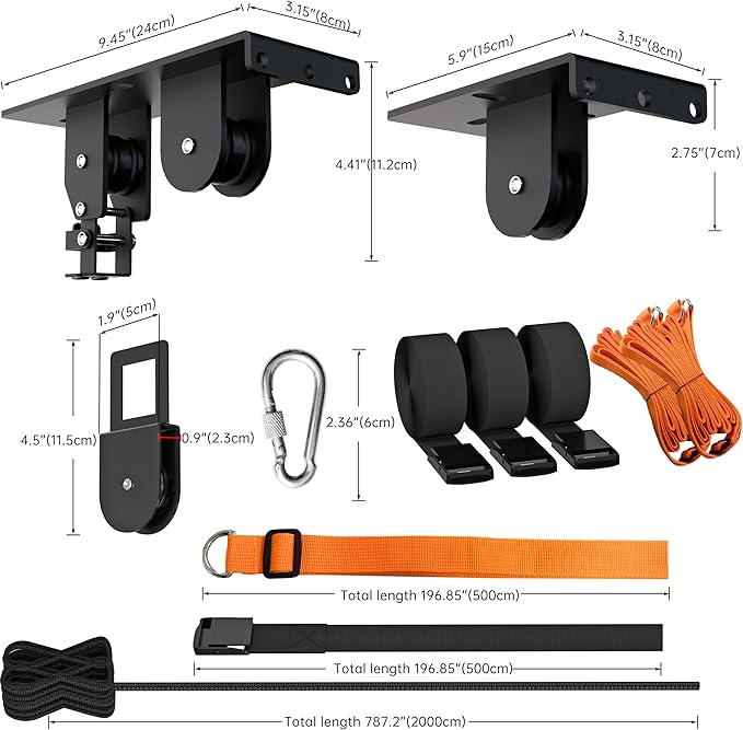 Kayak Hoist, Heavy Duty Kayak Pulley System for Garage Ceiling, Hold Up to 150 lbs Capacity, Canoe Garage Lift Storage System, Fit 10-18 Foot Ceilings, Black