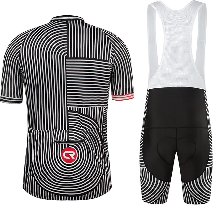 Coconut Ropamo CR Men's Cycling Jersey Set Road Bike Jersey Zipper Pocket Bib Shorts with 4D Padded Cycling Clothing Set