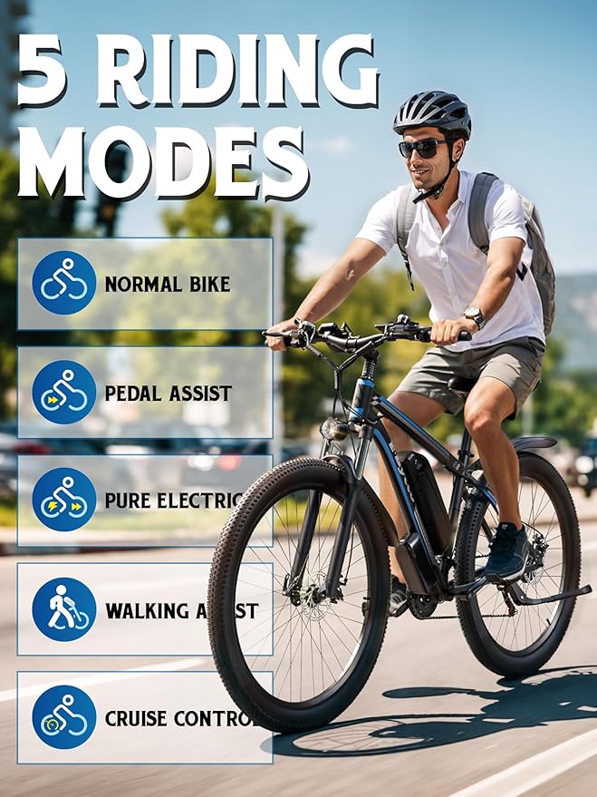 E·Bycco 34 MPH 70 Miles Long Range 1000W Electric Bike for Adults – 29" Tire 48V 17.5Ah Removable Battery, 21 Speed, Fast City Commuter Pedal Assist E-Bike for Snow Sand, E8