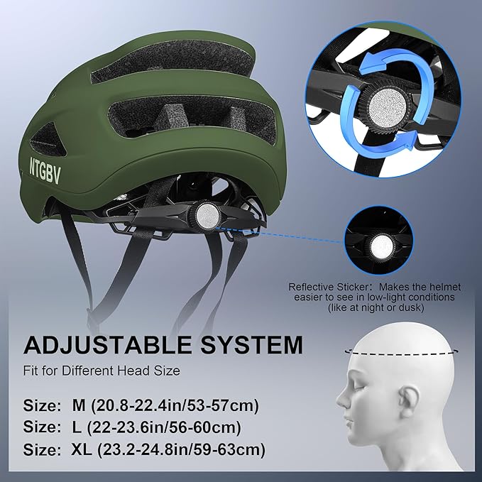 Adult Bike Helmet for Men/Women with Helmet Bag 2 Removable Moisture-Wicking Liners Adjustable Dial Comfort Fit Lightweight Shockproof CPSC 1203 Safety Certified for Road-Ready/Urban-Commute/MTB