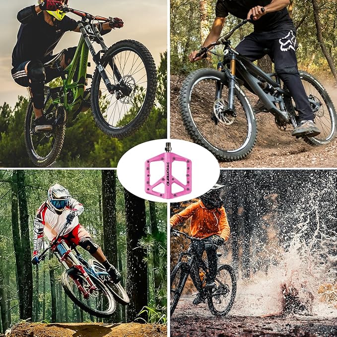 Mountain Bike Pedals - Durable Nylon DU Bearing Platform Pedals for MTB and BMX