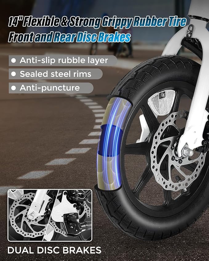 ANCHEER 14” Folding Electric Bike for Adults, 20MPH Ebike with 350W Motor[Peak 500W], 48V 374Wh Battery, Cruise Control, UL2849 Compliant Electric Bicycle, Compact Electric Mini Bike for Teens