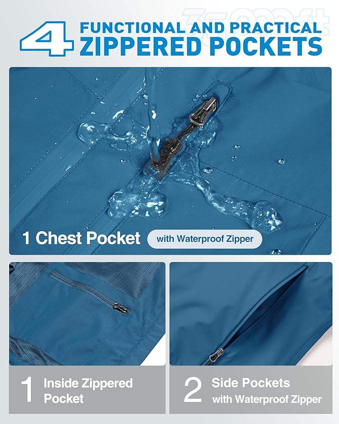33,000ft Packable Rain Jacket Women Lightweight Waterproof Raincoat with Hood Cycling Bike Jacket Windbreaker