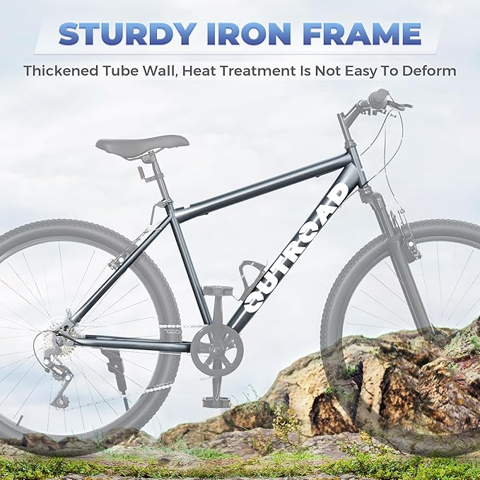 26 inch 7-Speed Commuter Bicycle,Hybrid Bicycle,Men's Cruiser Bike/Mountain Bike V Brake,Metal Frame, Adult Bike (Black, White, Blue, Green, Purple, Pink)