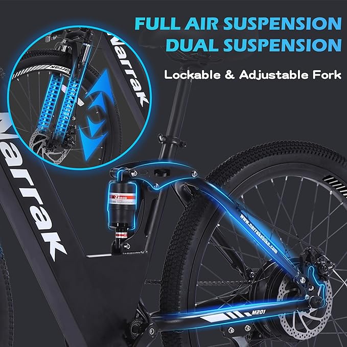 Electric Mountain Bike for Adults 26" Step-Over/Thru Commuter Ebike for Men Women, 540W/1100W Peak Motor, 374Wh/500Wh Removable Battery,7-Speed