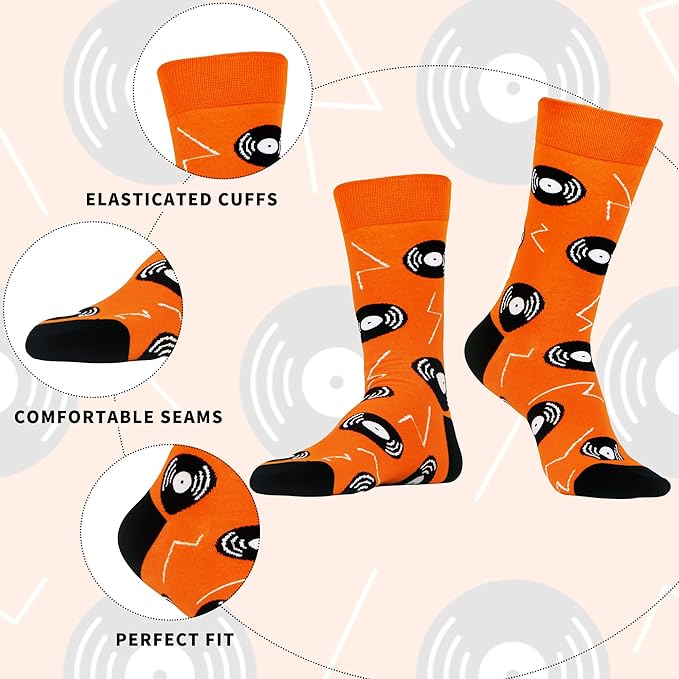 WeciBor Men's Dress Funny Crazy Colorful Novelty Combed Cotton Crew Socks 12 Pack - Size 7-10/10-13/13-15