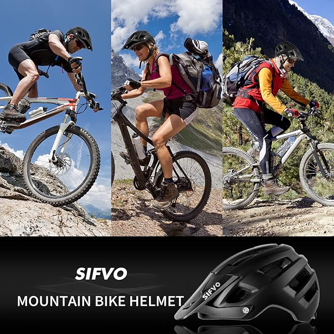 Bike Helmet, SIFVO Bike Helmets for Men and Women, Mountain Bike Helmet with Visor Helmets for Adults to Youth Bicycle Helmet Road Bike Helmet Safe and Comfortable 54-62cm【M/L】