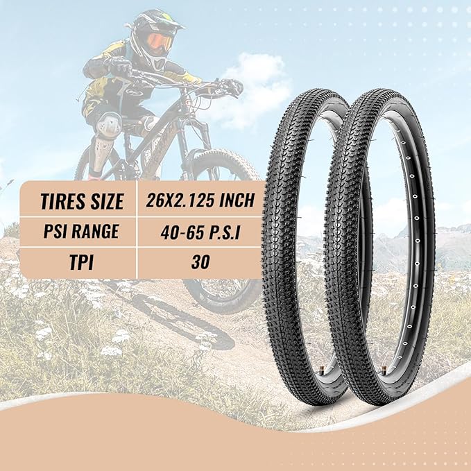 MOHEGIA Mountain Bike Tires - 20/24/26/27.5 Inch Folding MTB Bicycle Tires Replacement,Steel Bead All-Terrain and High-Performance Durable for Off-Road,Street & Trail Adventures
