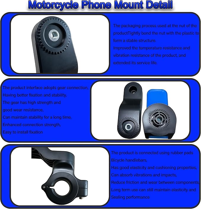 Motorcycle Phone Mount, Motorcycle Handlebar Mount,Bike Phone Holder for Bicycle,Smartphones Holder Strong Material 360° Rotating, Suitable for Motorcycles and Bicycles（Blue）