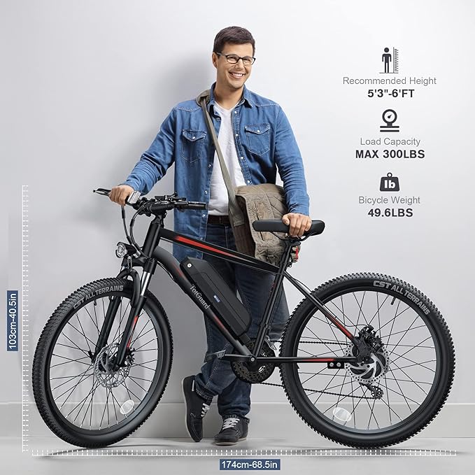 TotGuard Electric Bike for Adults, 27.5" Electric Bike 500W Ebike 20MPH Adult Electric Bicycles Electric Mountain Bike,48V 499WH Removable Lithium Battery,21-Speed Gears,Lockable Suspension Fork