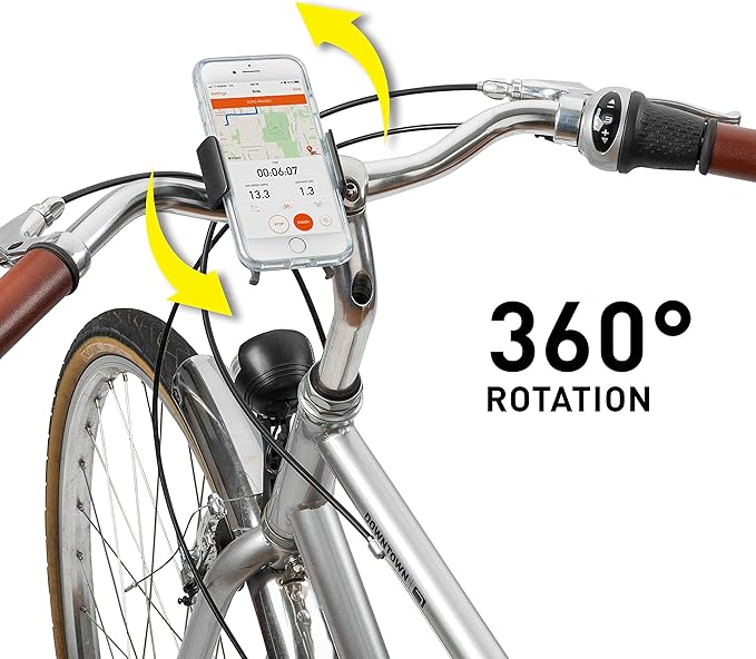 Nite Ize Squeeze Rotating Smartphone Bar Mount, Universal Bike Phone Holder For Bar or Stem, Compatible With iPhone/Galaxy/Edge/Google Pixel and more, Translucent