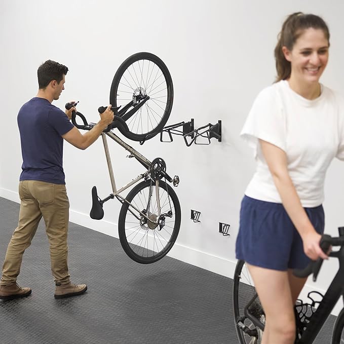 StoreYourBoard SwivelStow Bike Rack Garage Storage Rack 4 Pack - 4 Road & Gravel Bike Wall Mounts - Heavy Duty Bike Hanger - No-Lift Bike Rack Garage Storage Rack - Holds 70 lb Capacity