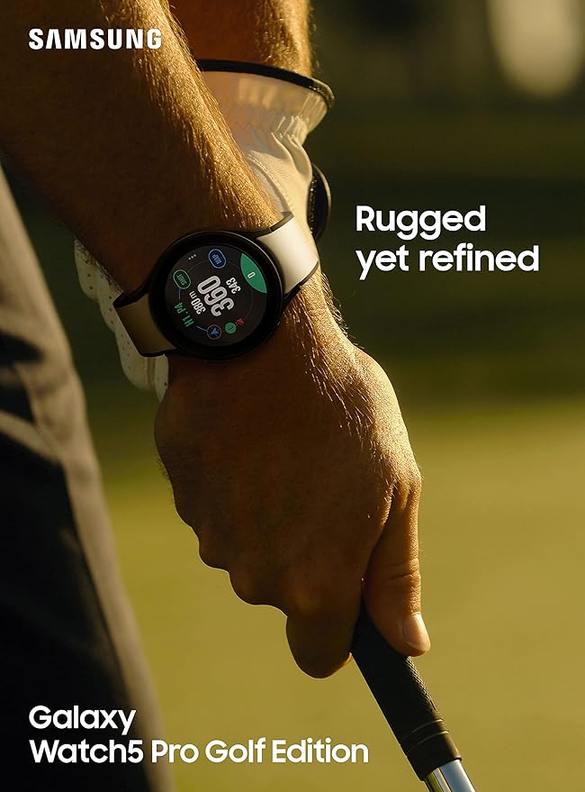 SAMSUNG Galaxy Watch 5 Pro Golf Edition, 45mm Bluetooth Smartwatch w/ Body, Health, Fitness and Sleep Tracker, Improved Battery, Enhanced GPS Tracking, US Version, Black Bezel w/Two-Tone Band