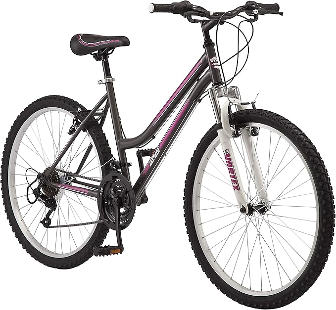 Pacific Mountain Sport Bike, 24 or 26 inch Mountain Bike for Youth and Adults, 18 Speed, Steel Frame, Knobby Tires, Front Suspension Fork, Twist Shifters, Linear Pull Brakes, Youth and Adult Bicycle