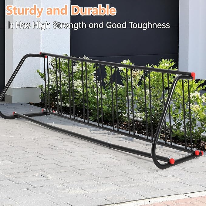 Sigle-Side 10-Bike Commercial Bike Rack Outdoor, 5-Bike Heavy Duty Steel Grid Floor Rack, Freestanding Parking Stand for Outdoor, Garage, School, Store, University, Yard & Public Spaces