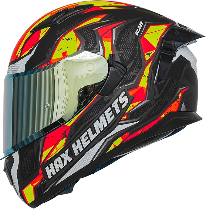 HAX Obsidian Full Face Dual Visor Adult Motorcycle Helmet for Motorbike Street Bike with Pinlock Ready DOT Approved (Blaze Orange,XL)