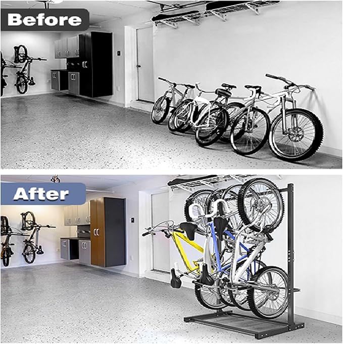 WALMANN Freestanding Bike Stand for Garage, 4 Bikes Vertical Bike Storage Stand Heavy Duty Bike Floor Stand