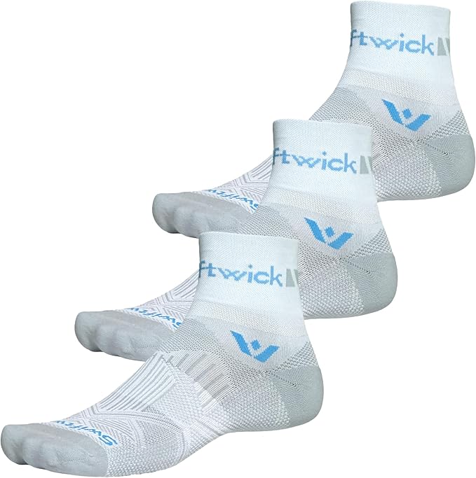 Swiftwick- ASPIRE QUARTER CREW Running & Cycling Socks, Lightweight, Compression Fit
