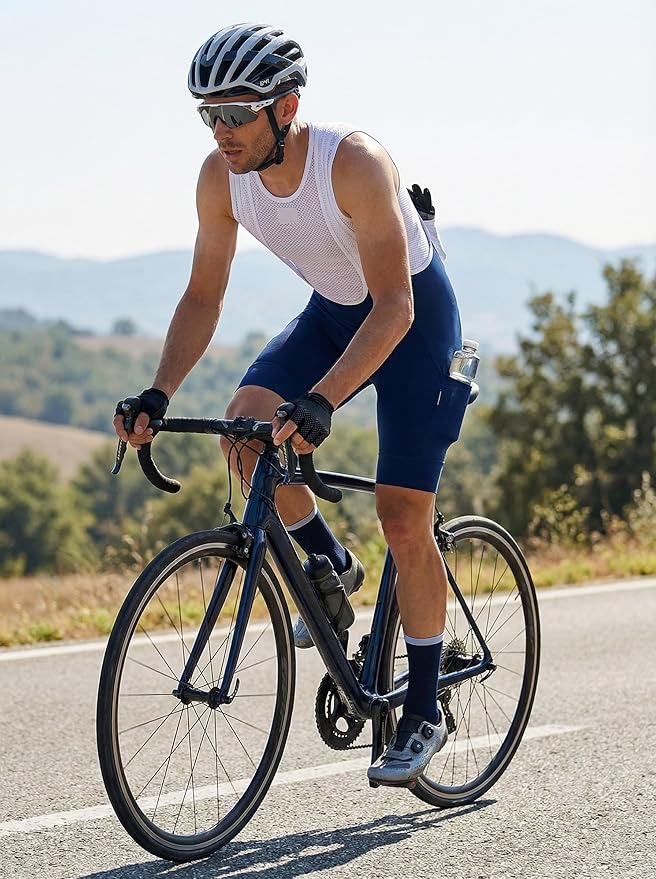 qualidyne Cycling Bibs Men, 4D Padded Road Bike Bib Shorts with Pockets, Biking Bicycle Shorts UPF50+