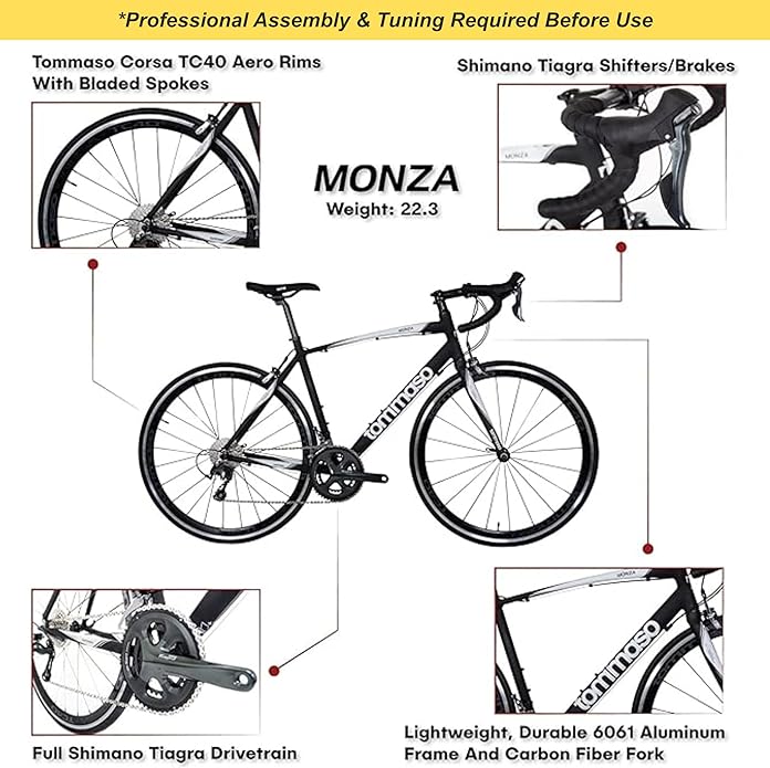 Tommaso Monza Sport Bike Performance Aluminum Road Bike Carbon Shimano Tiagra 24 Speeds Road Bicycle Men Road Bikes for Mens