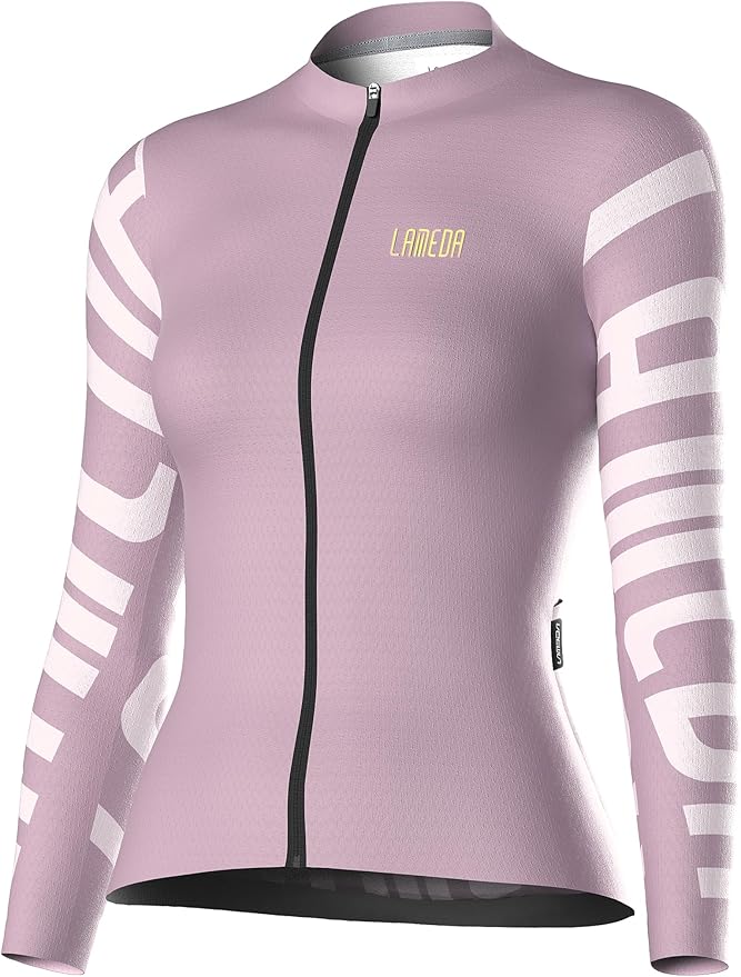 LAMEDA Cycling Jersey Women Long Sleeve, Breathable Bike Jersey with Pockets, Bike Shirts for Bicycle Road Biking Riding