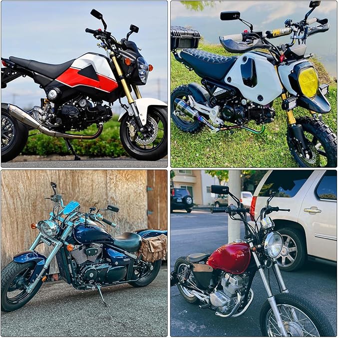 8mm/10mm Black Rectangle Motorcycle Rear view Side Mirrors compatible with Honda Grom Kawasaki Suzuki Yamaha Cruiser Chopper