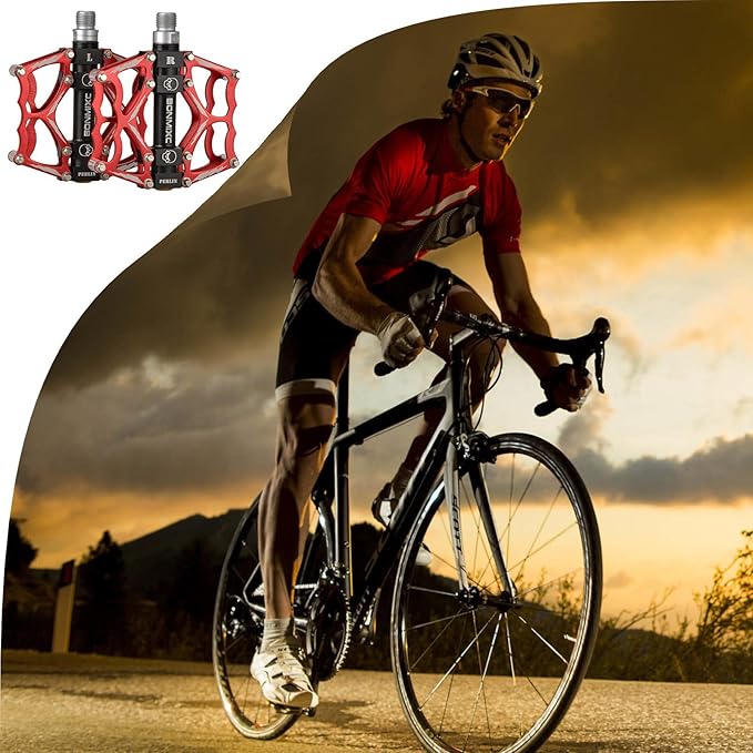 Bike Pedals 9/16" Skull Pattern Mountain Bike Pedals Sealed Bearing Bicycle Pedals Aluminum Alloy Flat Road Bike Pedals