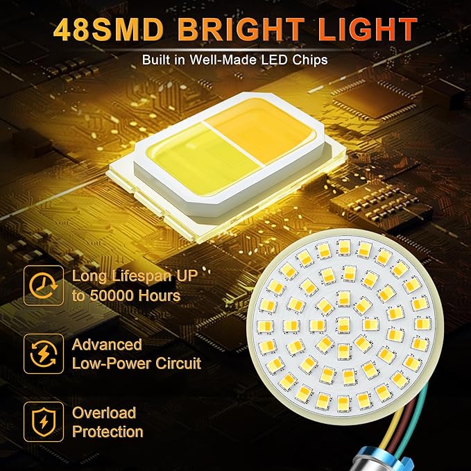 LivTee Extremely Bright Front Turn Signals & Running Switchback LED Lights Panel with 1157 Base Compatible for Harley Dyna Street Glide Road King, Motorcycle Accessories, White/Amber