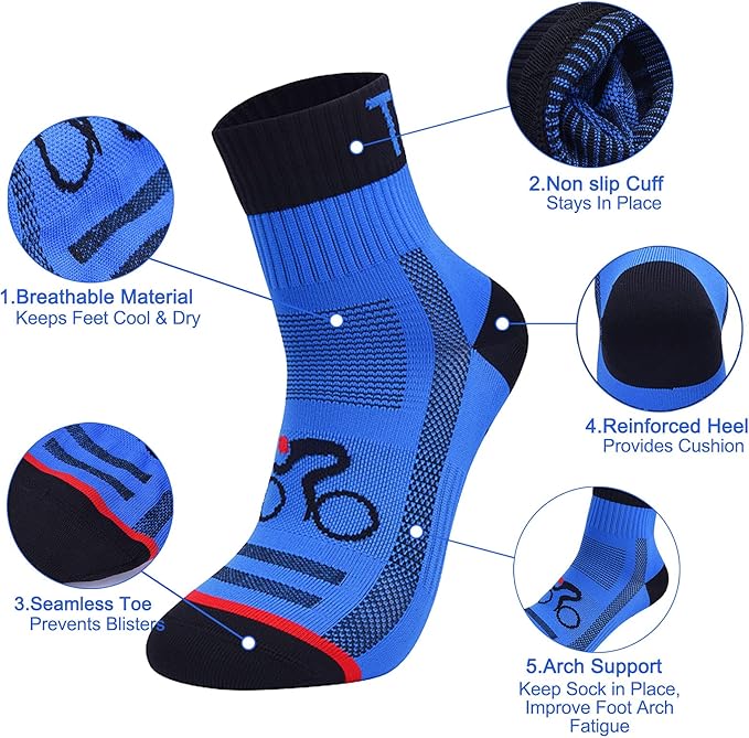 Ultrafun 10Pack Sports Cycling Socks Colorful Anti Smell Ankle Running Athletic Socks (5Pack, X-Large)